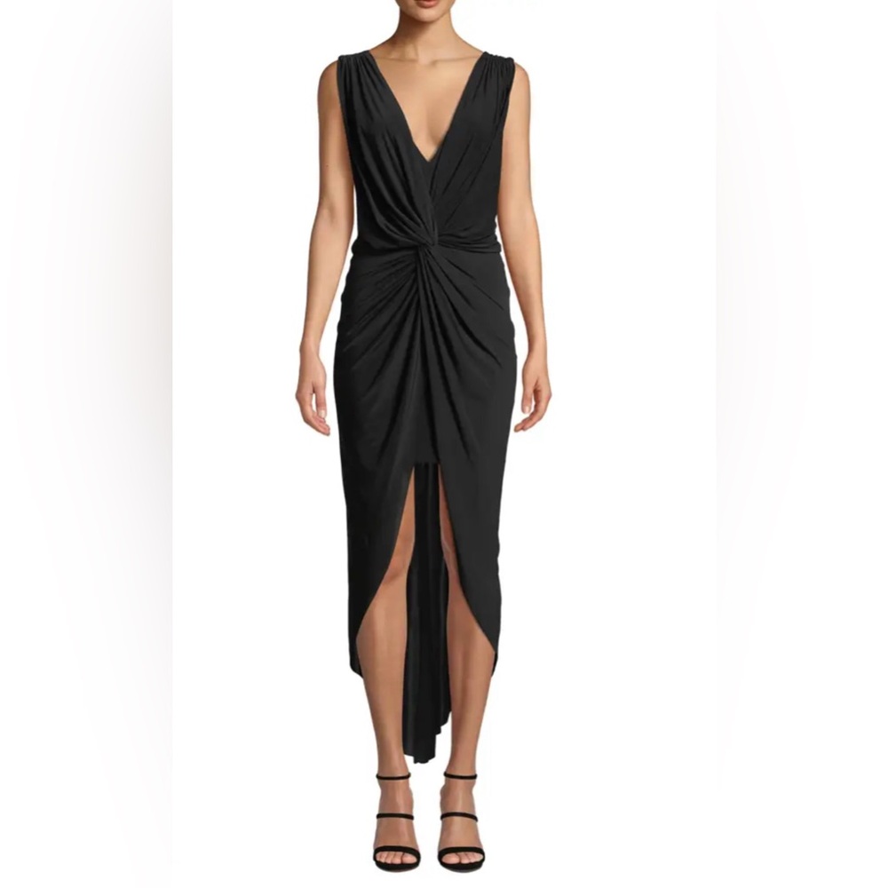 NAVY NWT Misa Los Angeles Leza Gathered Crossover Sleeveless Tulip Maxi Dress M
